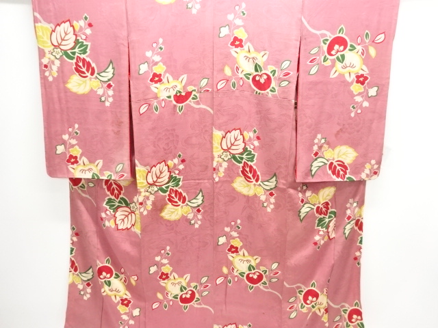JAPANESE KIMONO / ANTIQUE KIMONO / TAISHO ROMAN STYLE / SILK / MON KINSHA / PAULOWNIA & TACHIBANA PATTERN